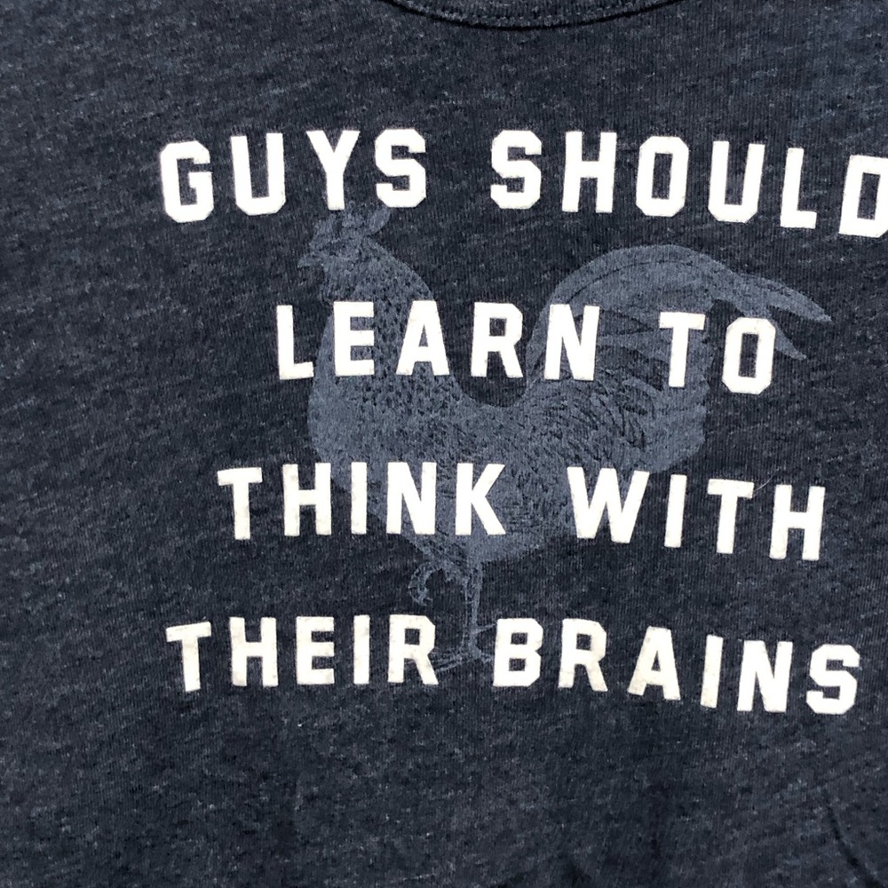 Vintage T-shirt Abercrombie & Fitch Funny Guys should Learn think Brains S Y2K - Picture 5 of 16